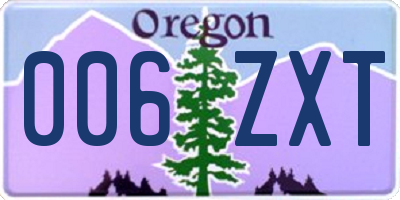 OR license plate 006ZXT