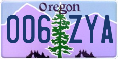 OR license plate 006ZYA