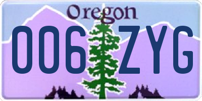 OR license plate 006ZYG