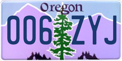 OR license plate 006ZYJ