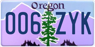 OR license plate 006ZYK