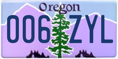 OR license plate 006ZYL