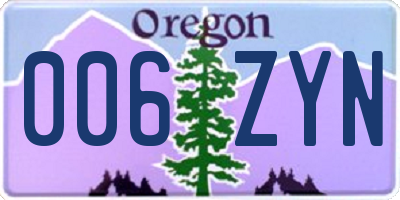 OR license plate 006ZYN