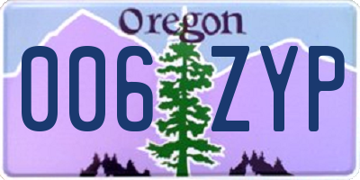 OR license plate 006ZYP