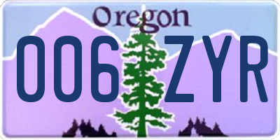 OR license plate 006ZYR