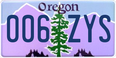 OR license plate 006ZYS