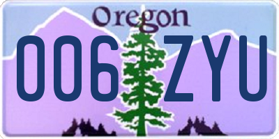 OR license plate 006ZYU
