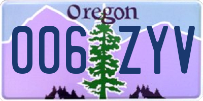 OR license plate 006ZYV