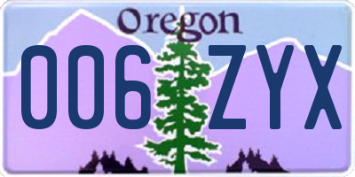 OR license plate 006ZYX