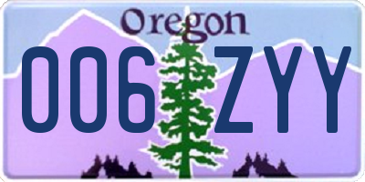 OR license plate 006ZYY