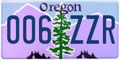OR license plate 006ZZR