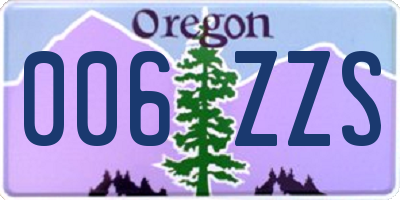 OR license plate 006ZZS