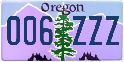 OR license plate 006ZZZ
