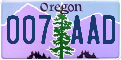 OR license plate 007AAD