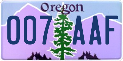 OR license plate 007AAF