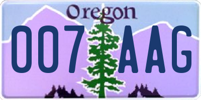 OR license plate 007AAG
