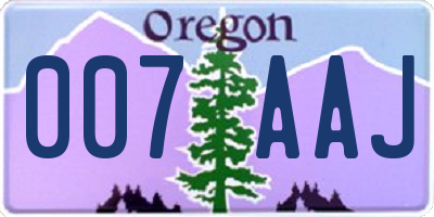 OR license plate 007AAJ