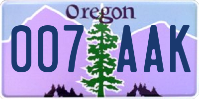 OR license plate 007AAK