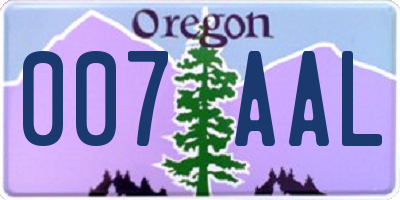 OR license plate 007AAL