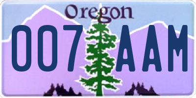 OR license plate 007AAM