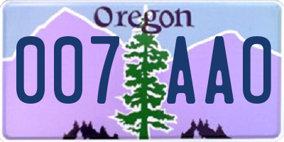 OR license plate 007AAO