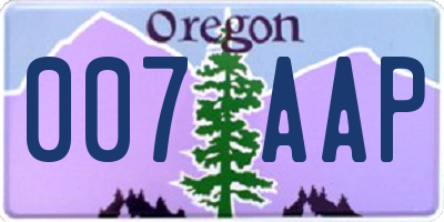 OR license plate 007AAP