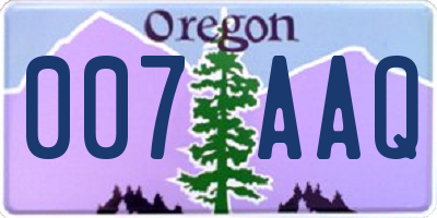 OR license plate 007AAQ