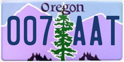OR license plate 007AAT