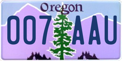 OR license plate 007AAU