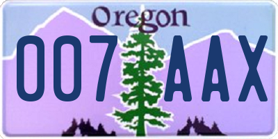 OR license plate 007AAX