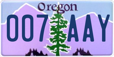 OR license plate 007AAY