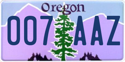 OR license plate 007AAZ