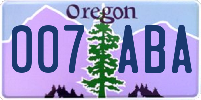OR license plate 007ABA