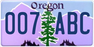 OR license plate 007ABC