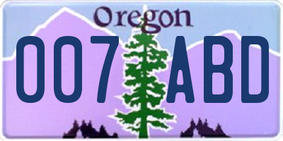 OR license plate 007ABD