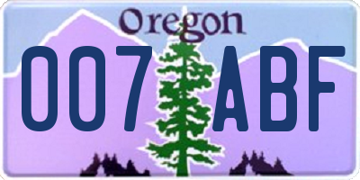 OR license plate 007ABF