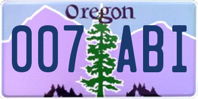 OR license plate 007ABI