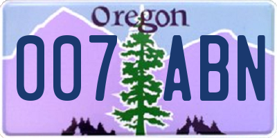OR license plate 007ABN