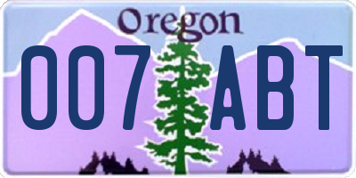 OR license plate 007ABT