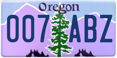 OR license plate 007ABZ