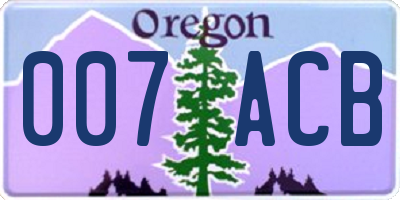 OR license plate 007ACB