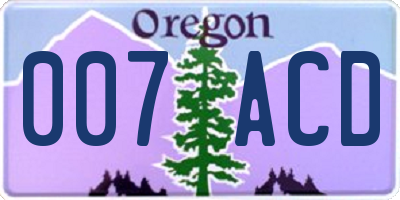 OR license plate 007ACD