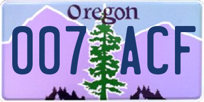 OR license plate 007ACF