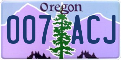 OR license plate 007ACJ