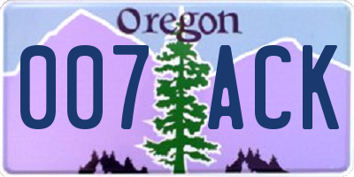 OR license plate 007ACK