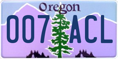 OR license plate 007ACL