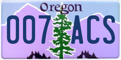 OR license plate 007ACS