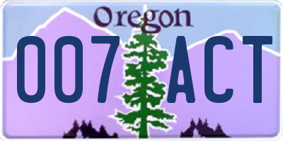 OR license plate 007ACT