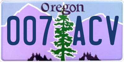 OR license plate 007ACV