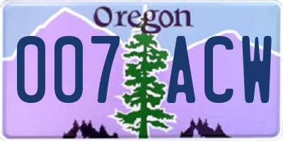 OR license plate 007ACW